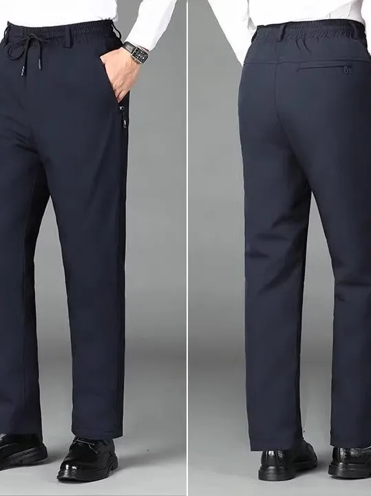 

Thiened Warm White Du down High Waist Large Size Men's down Pants Outdoor Windproof Cotton Pants for Dad Winter Clothes