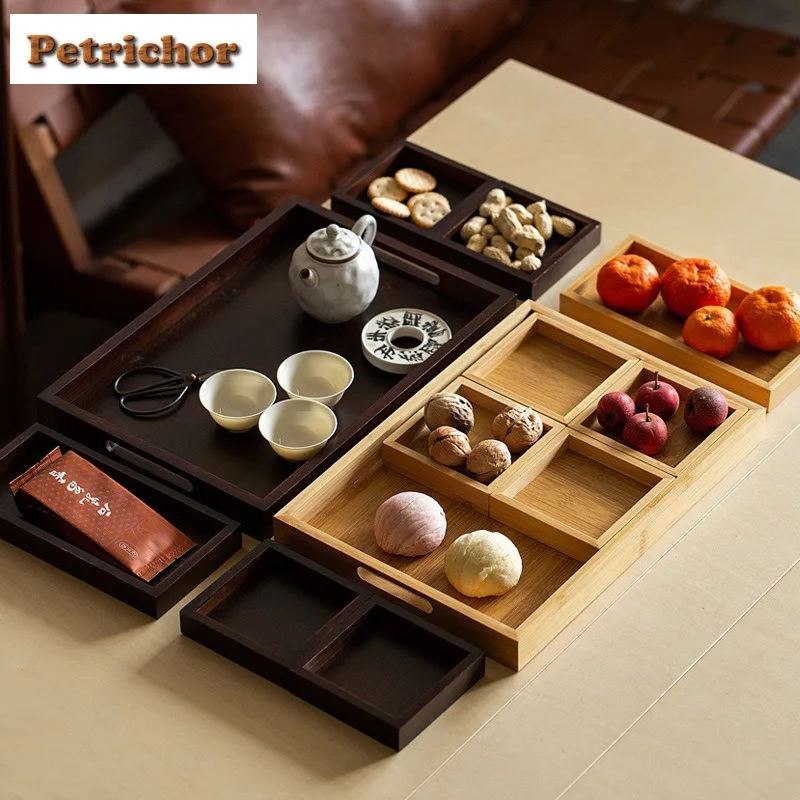 

Bamboo Fruit Dishes Vintage Pastry Plate Trinket Dish Fruit Dishes Cake Display Stand Household Sharing Plate Decoration Craft