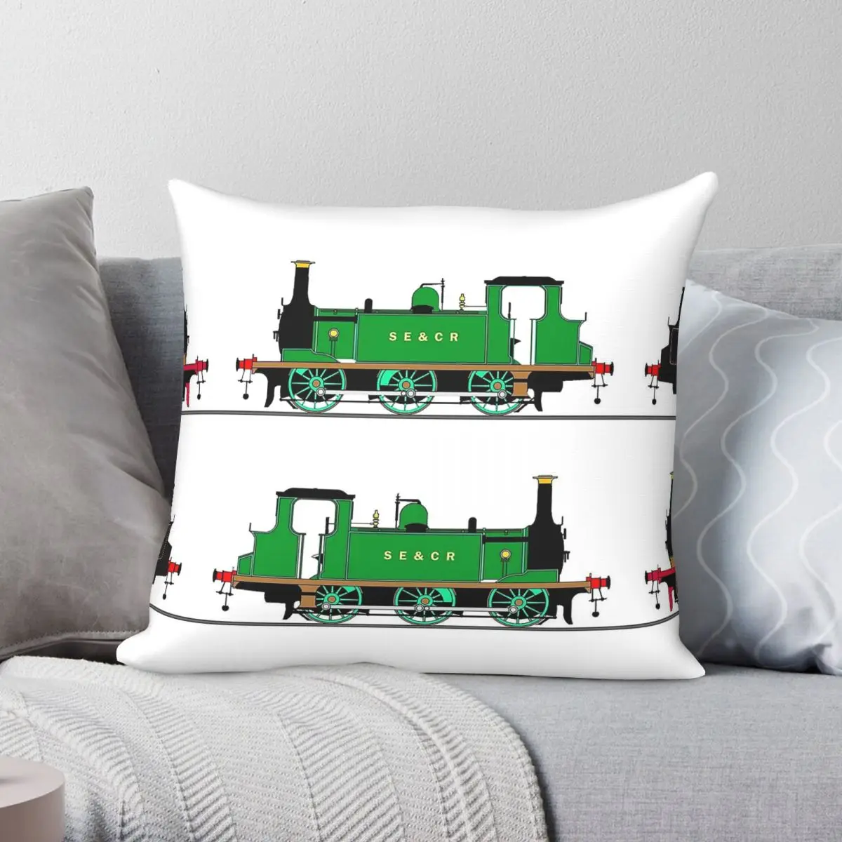 Stroudley Terriers Locomotive Square Pillowcase Polyester Linen Velvet Printed Zip Decor Car Cushion Cover 18