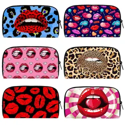 Sexy Leopard Lips Print Wallet Women Purses Credit ID Card Holder Harajuku Coin Money Bag For Teenager Casual Long Wallets Gift