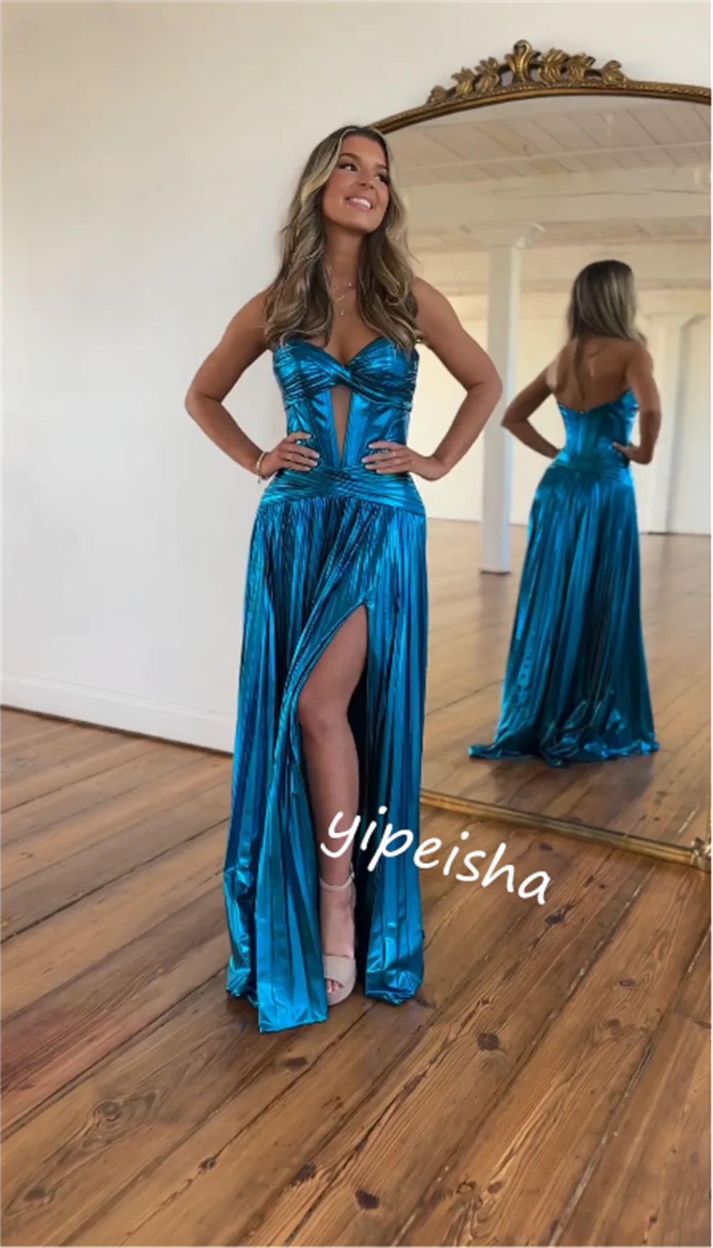  Evening  Sexy Casual  Satin Draped Engagement Straight Sweetheart Bespoke Occasion Gown Long Dresses