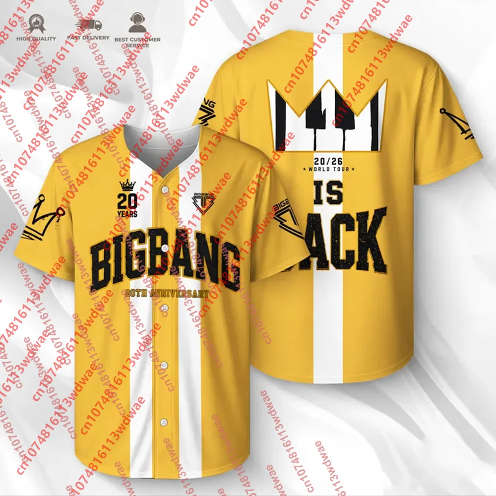 BIGBANG 20th Anniversary World Tour Baseball Jersey Unisex Short‑Sleeve Women Top K‑pop Concert VIP Fans Souvenir Apparel