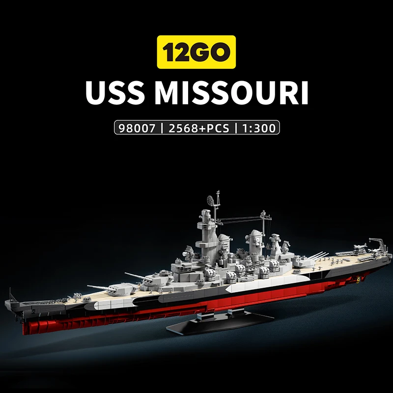 

2568 деталей, MOC-модель линкора класса USS Missouri Iowa, конструктор в масштабе 1:30, подарок для любителей военной тематики