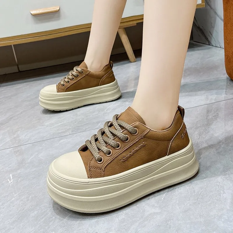 2025 New Fashion able Thick Soled Big Toe Shoes for Women in Autumn Height Increasing Sponge Cake Versatile Casual Board Shoes