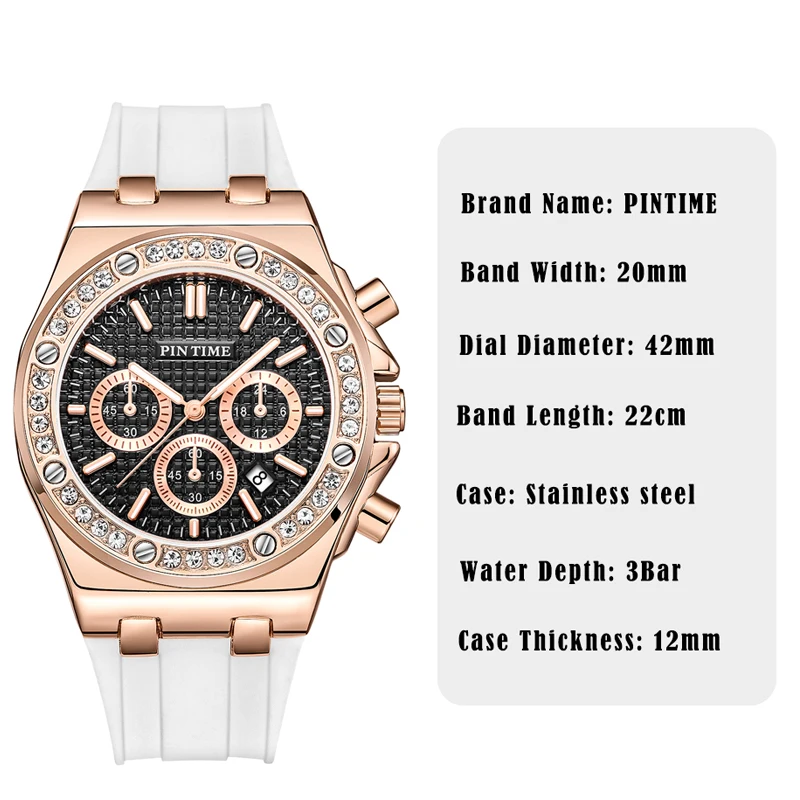 High-end Men Quartz Watches PINTIME Top Brand Waterproof Clock Male Silicone Strap Sport  Watch Very Popular Item Nine Colors