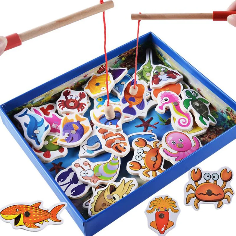 

Children 32pcs Fishing Game Baby Educational Toys Kid Fish Wooden Magnetic Birthday Boy Girl Christmas Gift