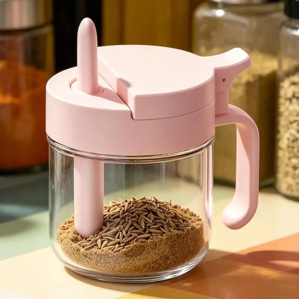 With Spoon Seasoning Containers Clear Body Airtight Design Airtight Organizer Stackable Kitcan Organizer Kitchen Cabinet Use