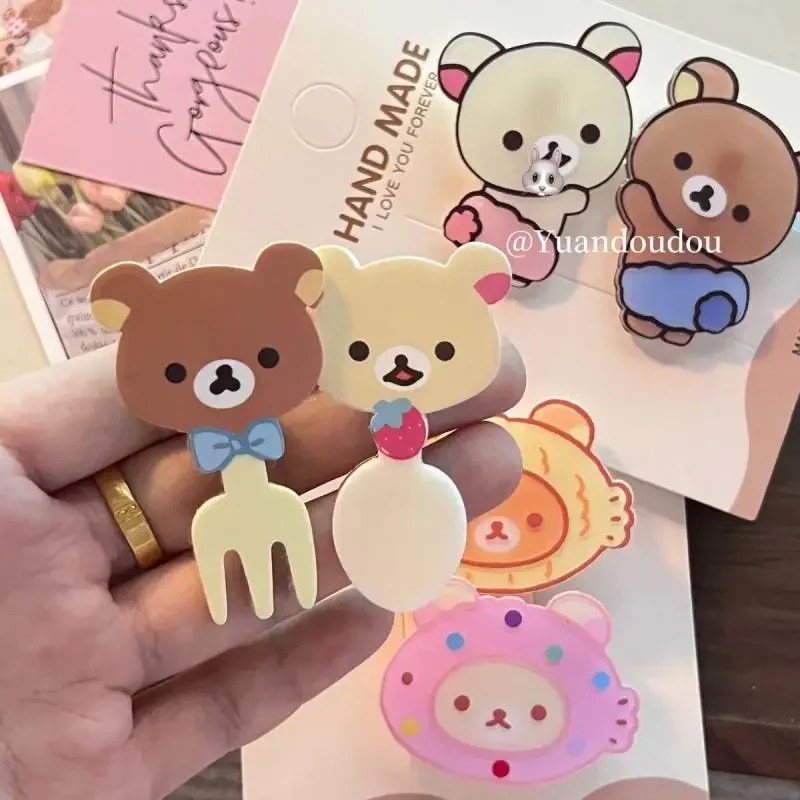 New Kawaii Cartoon Rilakkuma Hairpin Bangs Clip Bb Clip Sweet Headwear Hair Accessories Ins Cute Toys Christmas Gift For Girls