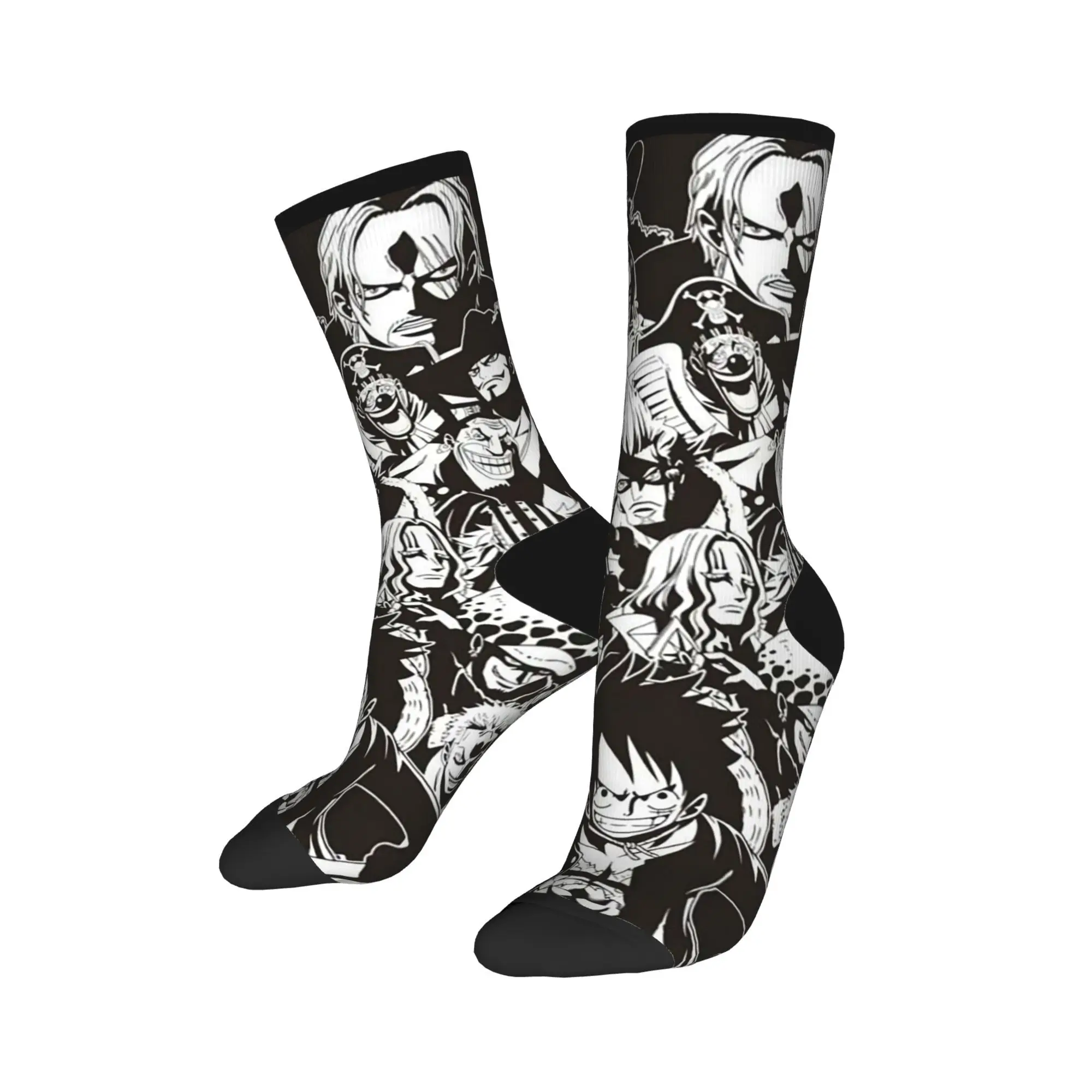 Funny Male Men Socks Crazy Luffy Zoro Manga Collage Sock Polyester One Piece Graphic Women's Socks Spring Summer Autumn Winter