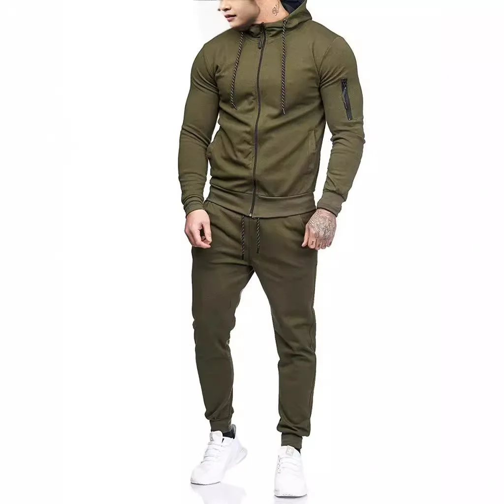 

2026 Latest Men's Autumn/Winter Sports Set Trendy Arm Zipper Fitness and Leisure Wear Gym Exercise Running and Slow Running Set