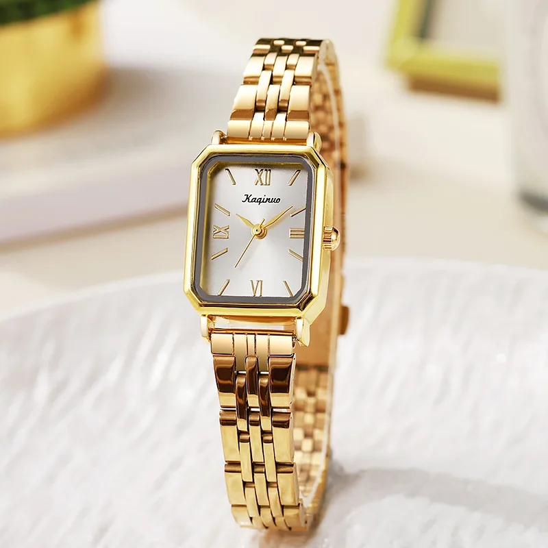 

Прямоугольные золотые часы, женские регулируемые часы с ремешком из нержавеющей стали, женские часы, роскошный подарок, кварцевые наручные часы Relojes Para Mujer