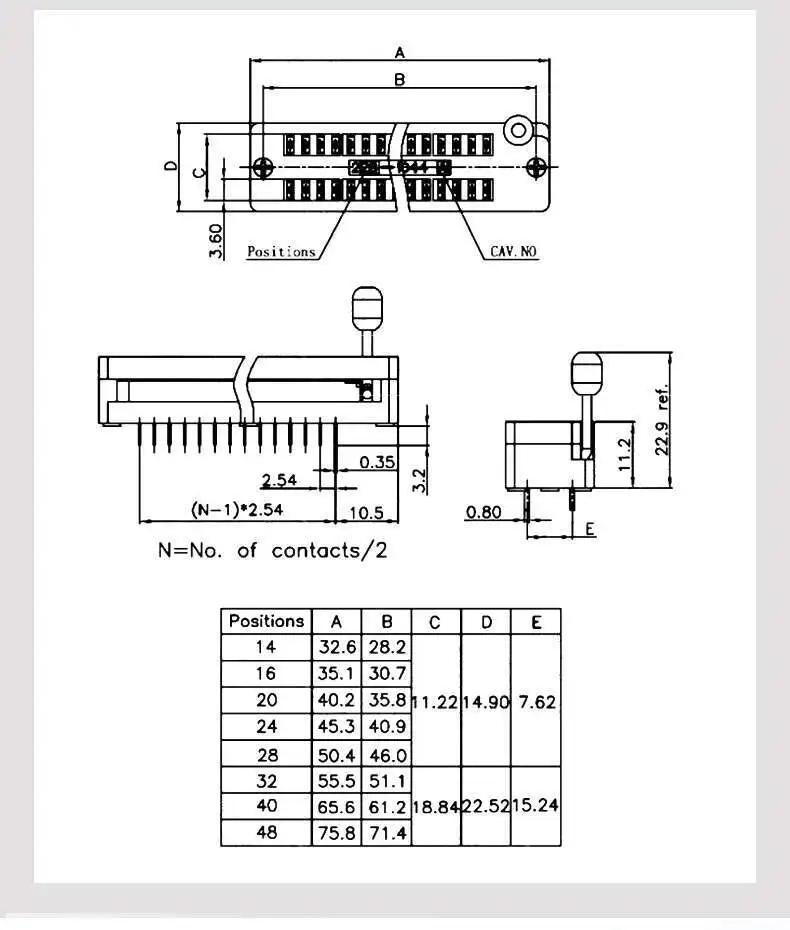 1 Stück IC-Verriegelungssockel für 51 Ein-Chip-Mikrocomputer, Testbasis mit breitem und schmalem Gehäuse 14/16/20/24/40P – Detail 1