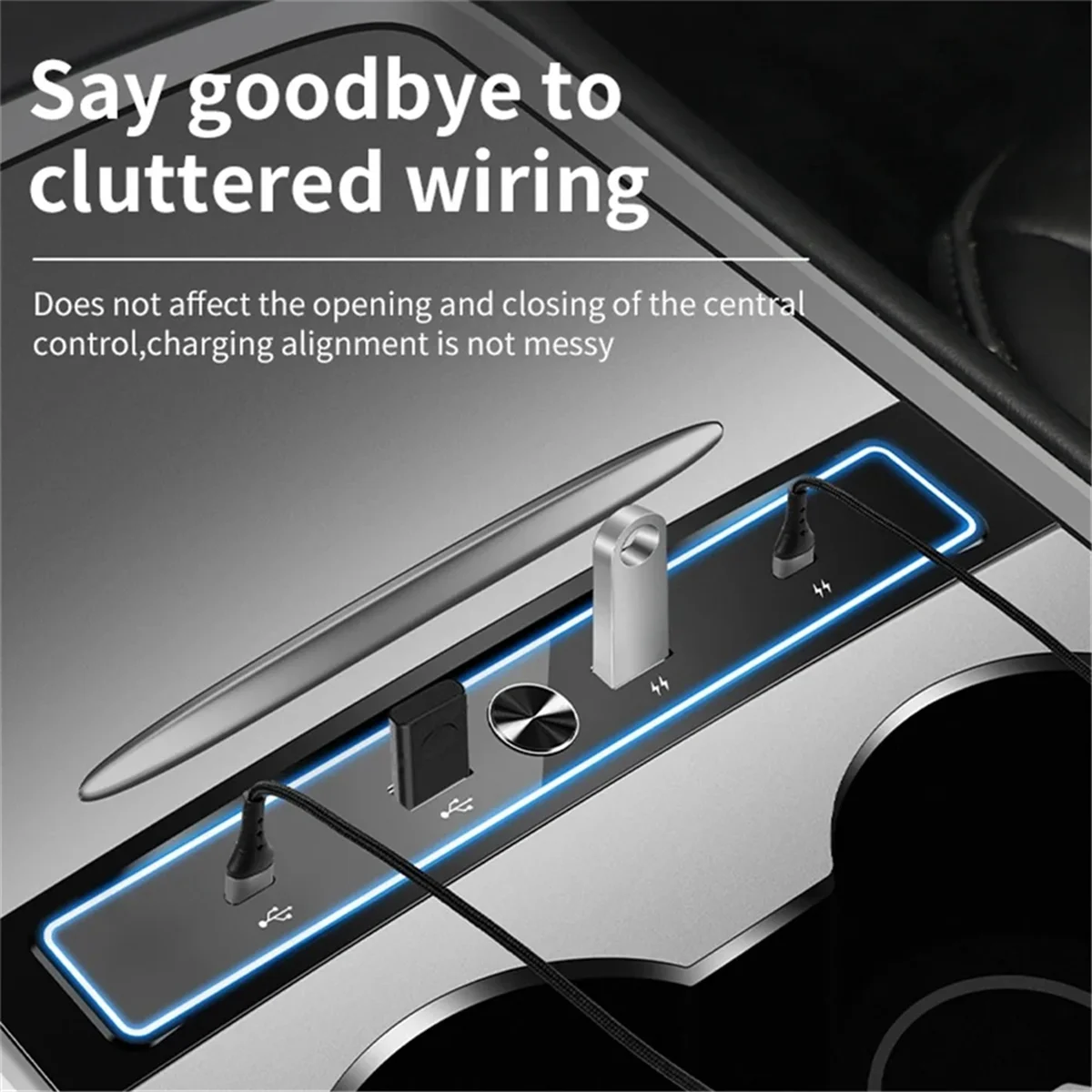 Docking Station for Model 3 Model Y 2020-2023 Quick Charger Intelligent USB Shunt Hub Charging Data Accessories