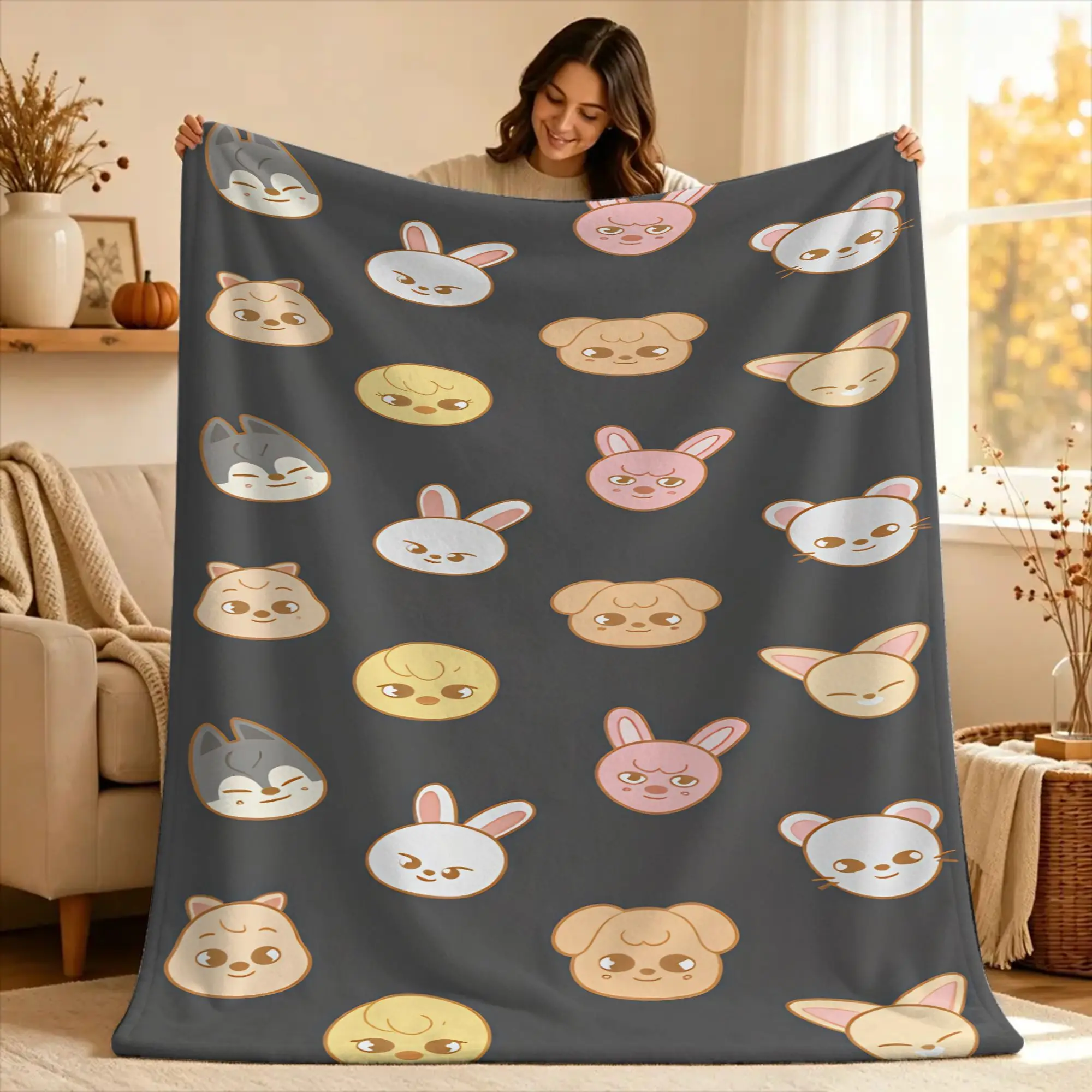 KPOP S-Strays Flannel Blanket For kids  Soft Durable Throw Blanket for Couch Bed Picnic Novelty Bedspread Sofa Bed Cover
