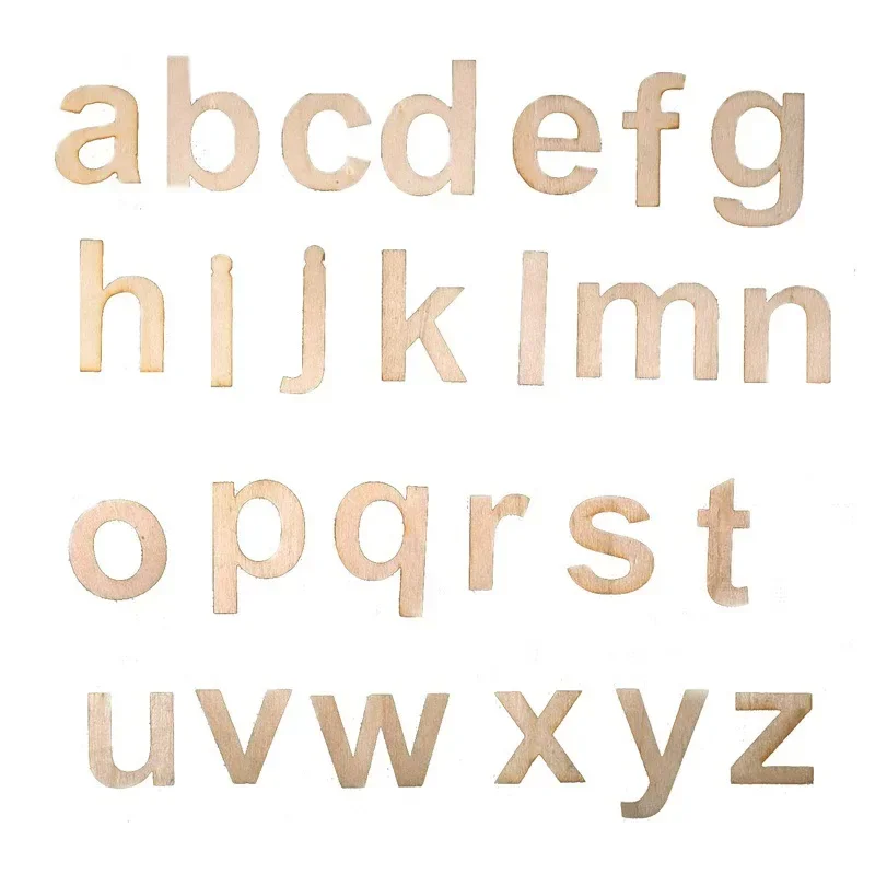 26Pcs/Set Wood Letters Unfinished A-Z Wooden Alphabets Letter Craft for DIY Painted Educational Home Wall Decoration