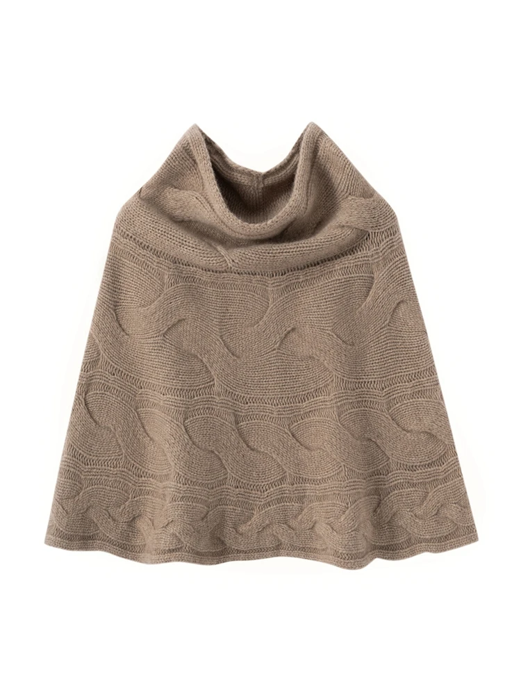 Thickened Turtle Neck Women 100% Cashmere Shawl Scarf Warm Autumn Winter Twist Flower Knit Cloak Temperament High Quality