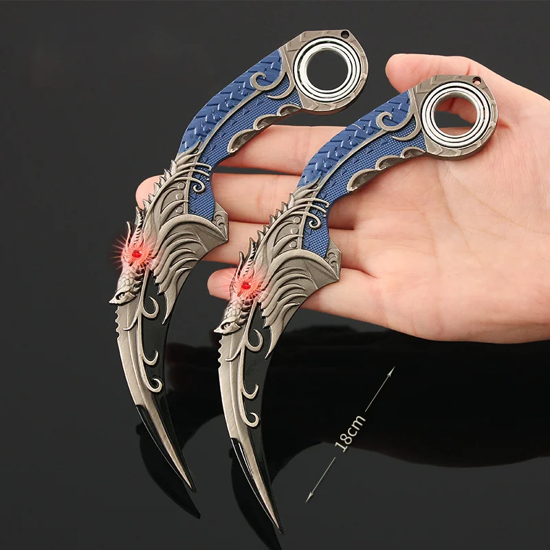 18cm 회전식 다섯 발톱 황금 드래곤 클로 나이프 합금 모델 장난감 블레이드 없는 권총검 근접 무기 모델 선물
