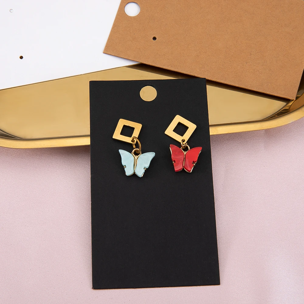 50pcs Earring Display Card 5x9cm Blank Kraft Paper Labels Holders for DIY Jewelry Card Hang Retail Price Tag Accessories