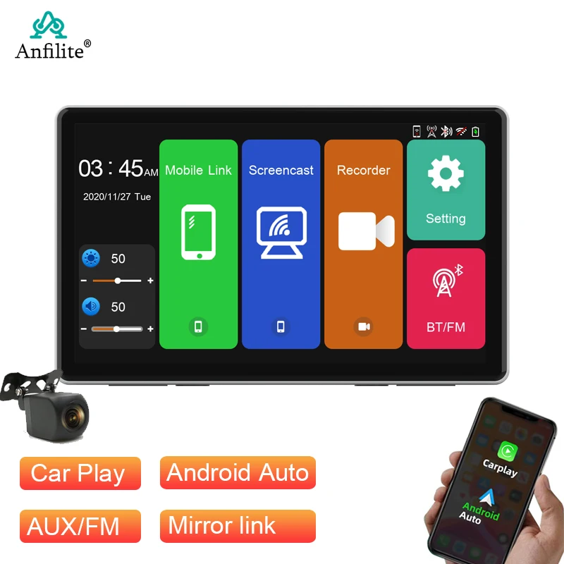 7 inch Apple CarPlay Bluetooth Android Auto Car DVR Dual Cameras recording 4K+1080P WiFi mirror link Multimedia Video Player