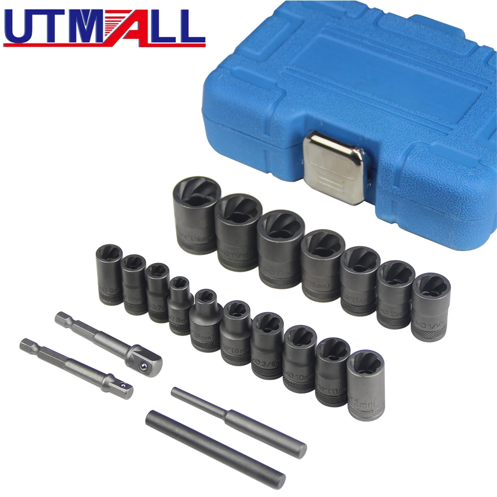 21PCS Screw Bolt Extractor Set Professional Sturdy Convenient Broken Nut Remover Rusted Screw Extractor for Vehicle Stuck Screws