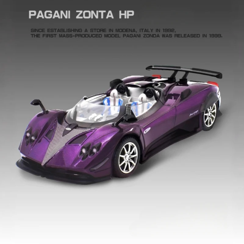 จําลอง 1:24 Pagani Zonda HP Barchetta Supercar รถรุ่นเสียงและแสงดึงกลับรถเด็กของเล่นของขวัญวันเกิด