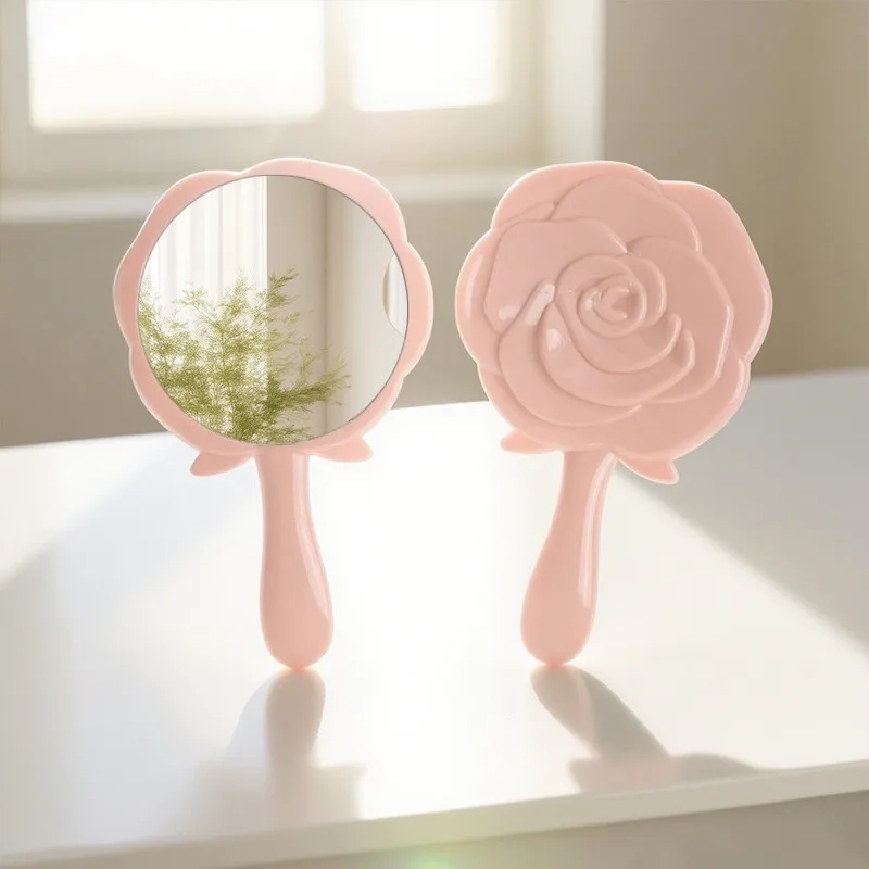 

Rose Flower Makeup Mirror Creative Bridesmaid Gift, Premium Portable Handheld Compact in Multi-Color