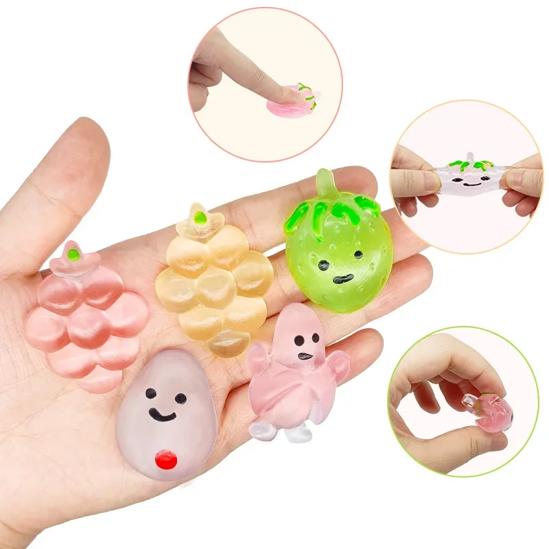 5/10PCS Mini Transparant Fruit Mochi Squishy Stress Relief Speelgoed voor Kinderen Verjaardagsfeestje Gunsten Prijzen Gast Geschenken