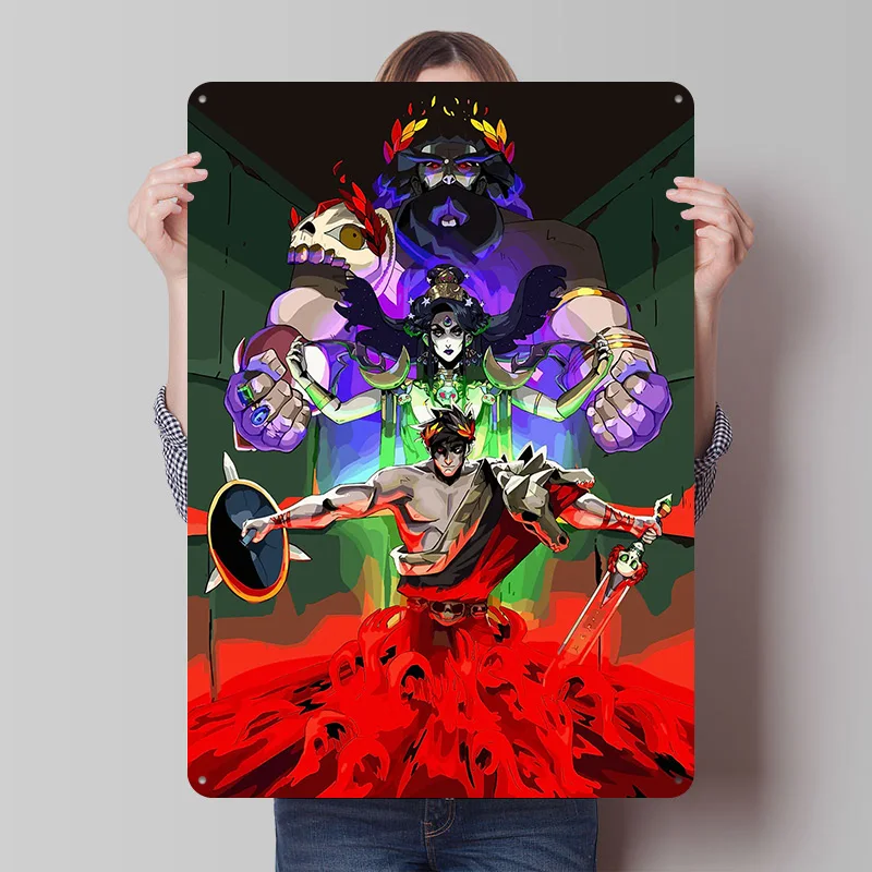 Hades Spielcharakter Kunst Blechschild Poster Individualisierte Wandkunst Retro Vintage Metallschilder für Gamer-Raumdekoration Inneneinrichtung