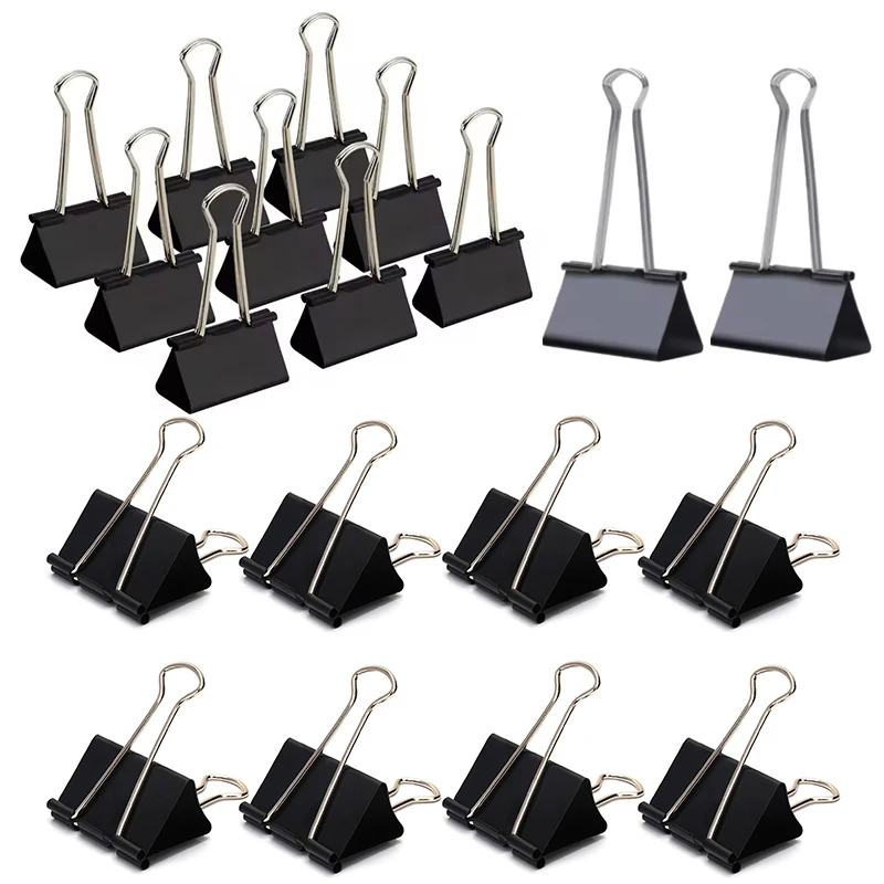 Clips à queue longue en métal noir, 10 pièces, pinces à papier pour organiser les fichiers, la papeterie, fournitures de bureau et de maison, ZYF