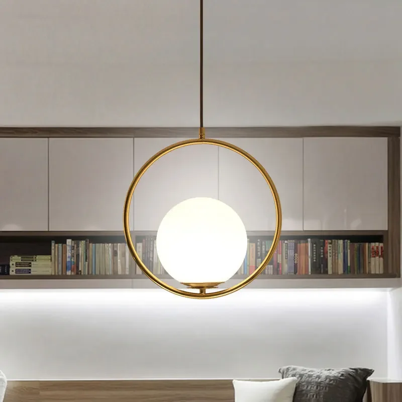 

Popular Modern Chandelier Milk Nordic Round Light Emitting Diode Chandelier Milk Glass Chandelier