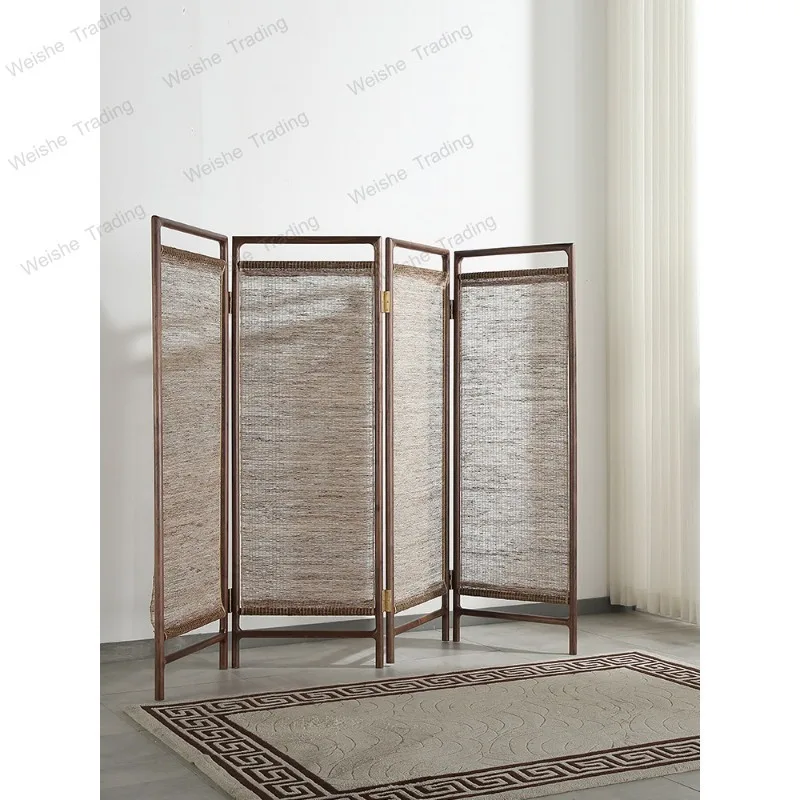 Song-style new Chinese-style North American black walnut solid wood screen partition broken screen Zen-style white wax simple