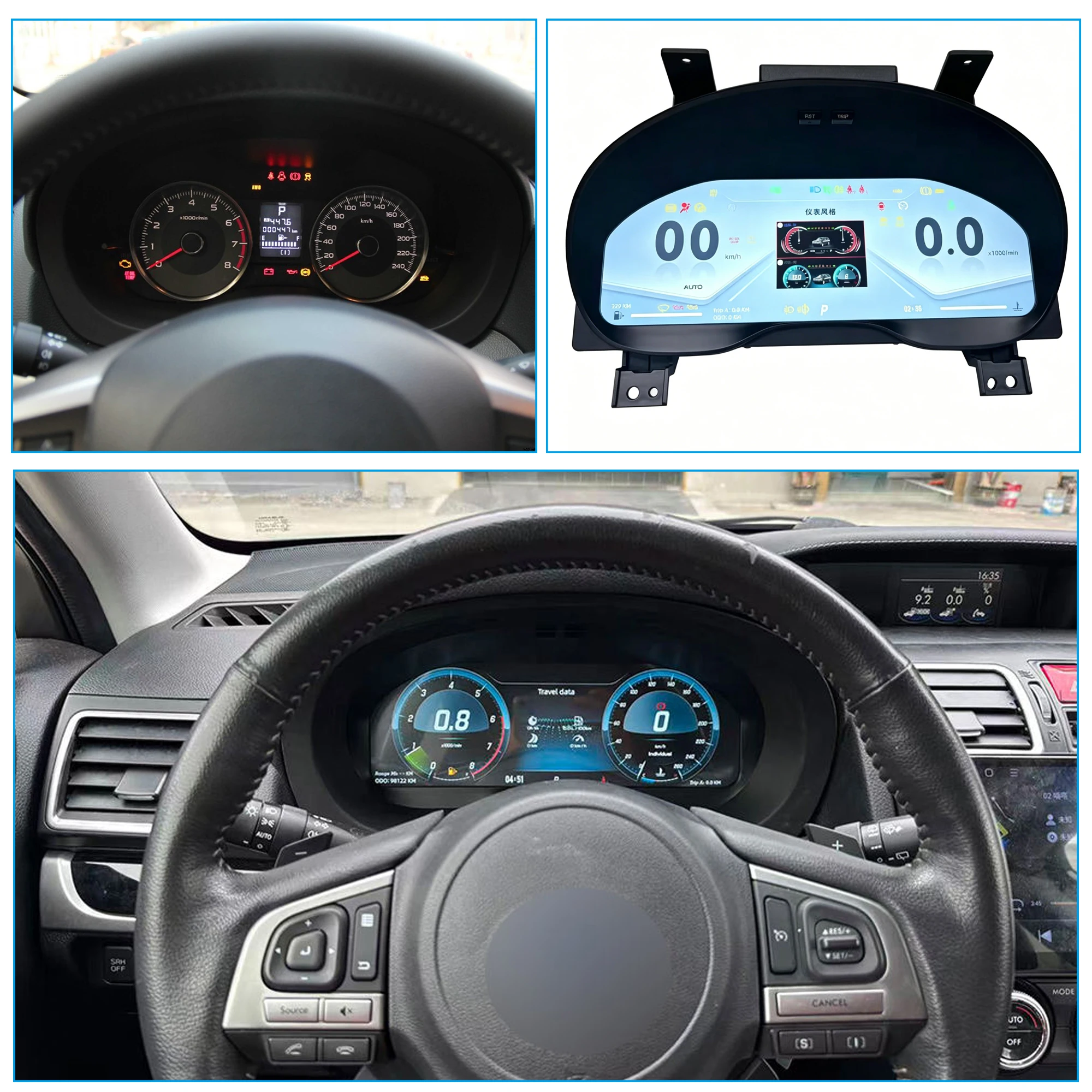 Car HUD LCD Cluster instrument multimedia dashboard Modification For Subaru Forester Legacy 2013-2018 Mulitmedia Panel