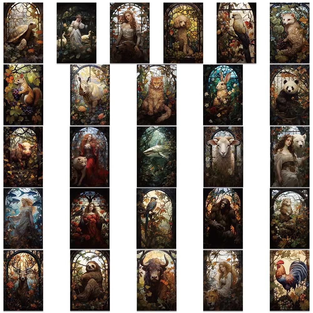 55pcs Mysterious Darkness Garden Cartoon Aesthetic Animals Stickers For Laptop Water Bottle Luggage Diary Waterproof Graffiti