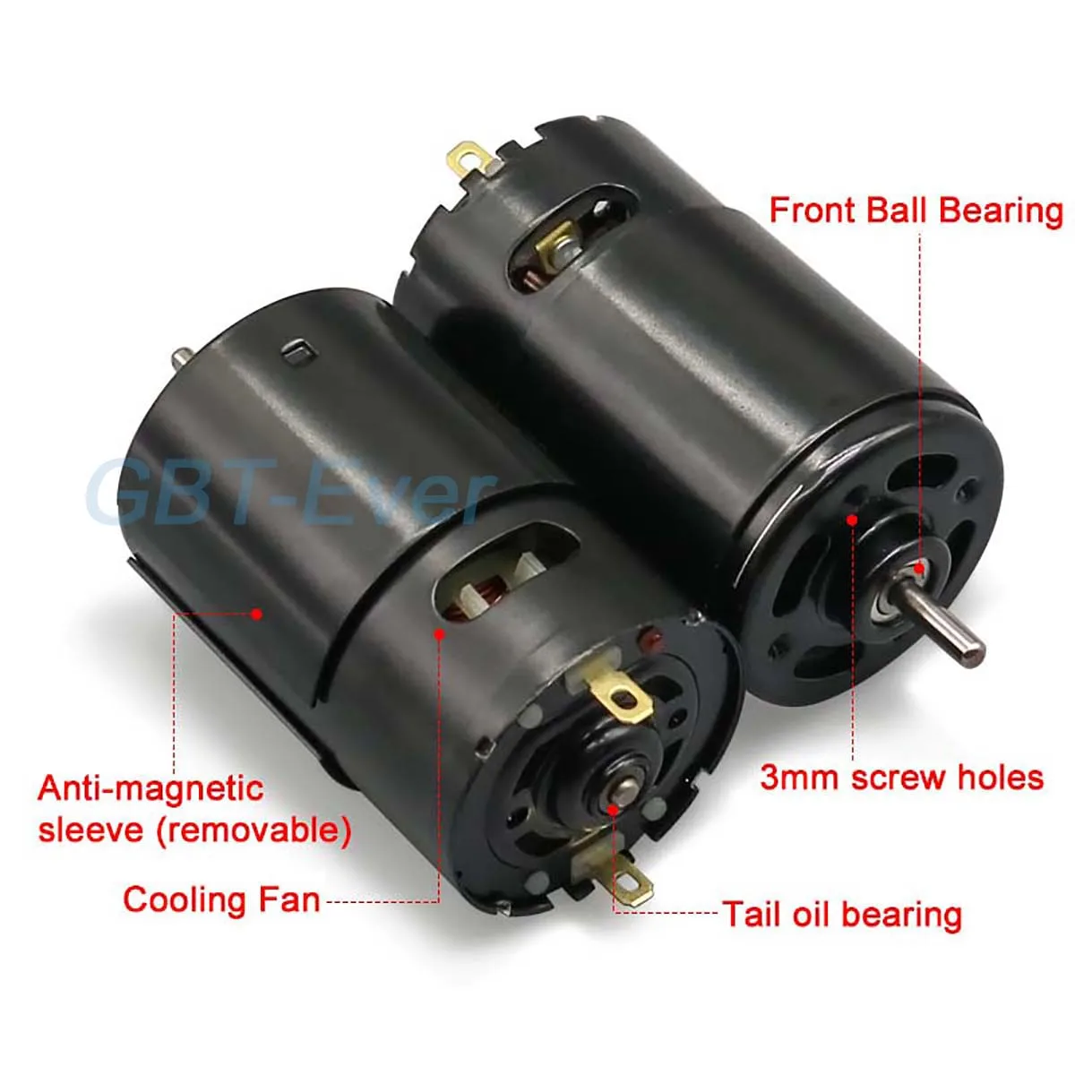 1Pcs Black 550 Motor DC 7.4V 10400RPM/13200RPM Ball Bearing High Speed Large Torque Strong Magnetic DIY RC Car Boat Motor