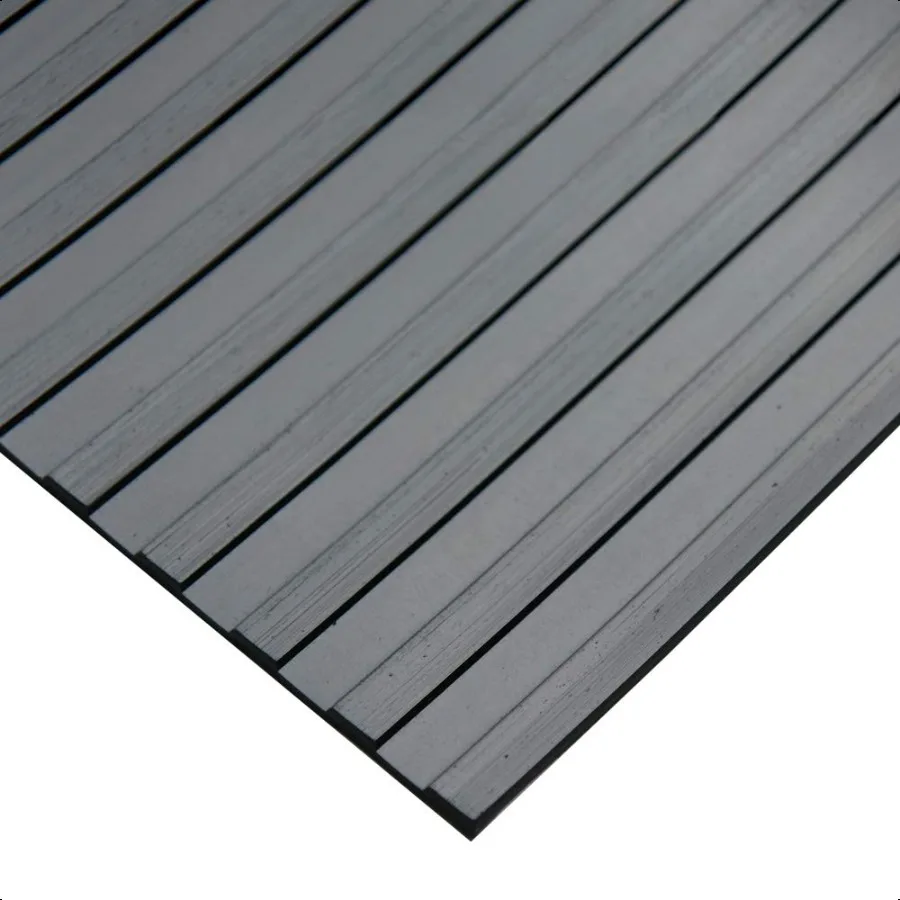 RubberCal 03168WWR10 "Wide Rib" Rubber Flooring Mat 1 8" Thick 4' x 10' Black Runner Mats