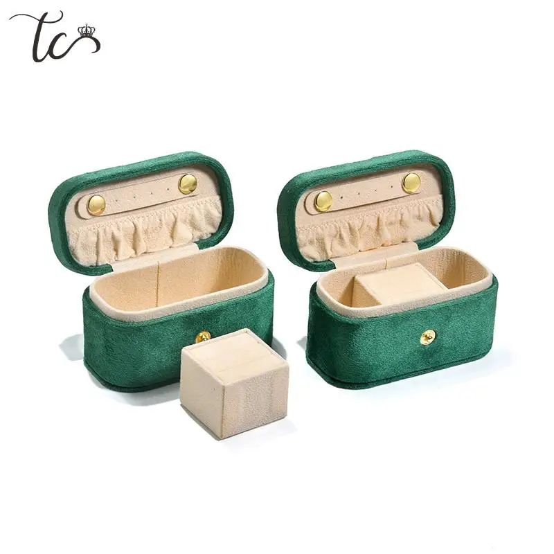 Joyero pequeño de terciopelo portátil, caja de embalaje de joyería, anillo de terciopelo, contenedor de pendientes, cajas de embalaje de regalo de Festival tradicional