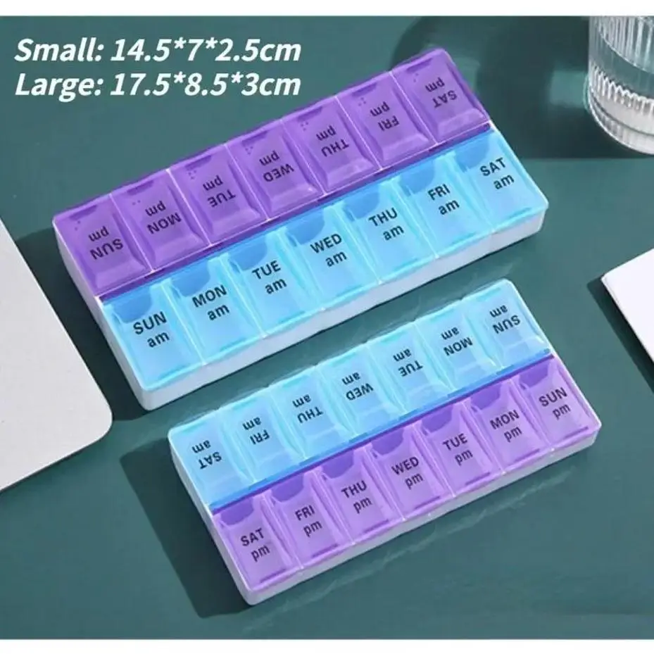 Medicine Packaging Box With 14 Small Compartments One Week Medicine Storage Box With Braille For Easy Carrying And Space Saving