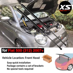 Hood Struts Kit For Fiat 500 (312) 2007-2025 Front Bonnet Modify Damper Cylinders Lift Support Shock Absorber Prop Pistons Rods