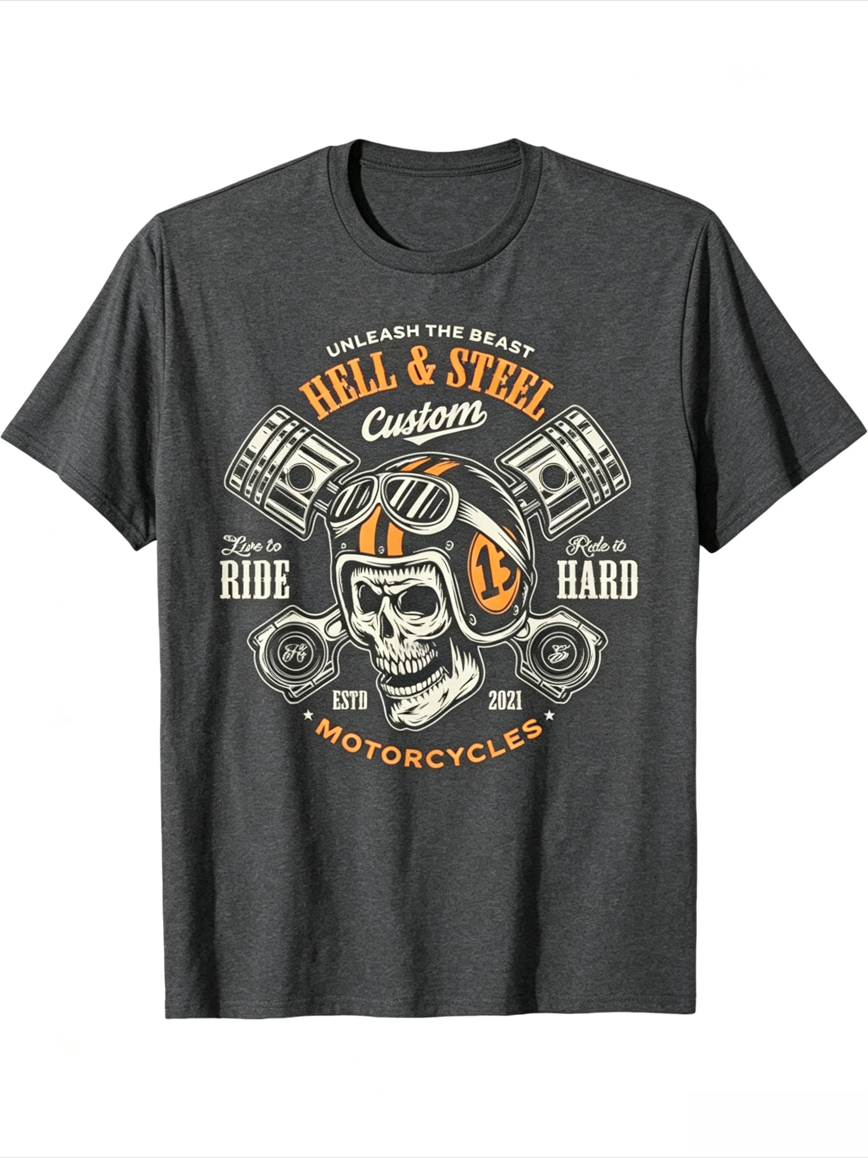 Herren Vintage Motorrad Grafik T-Shirt Oversized Streetwear T-Shirt mit Retro-Renn-Design Schwarzes Freizeithemd für Motorrad-Liebhaber – Detail 7