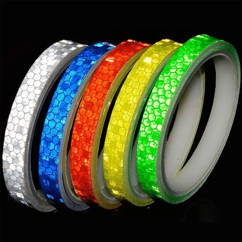 High Reflective Sticker Tape 8m*1cm Bike Fluorescent Warning MTB Stickers Cycling Bicycle Tapes Helmet Motorcycle Scooter DIY