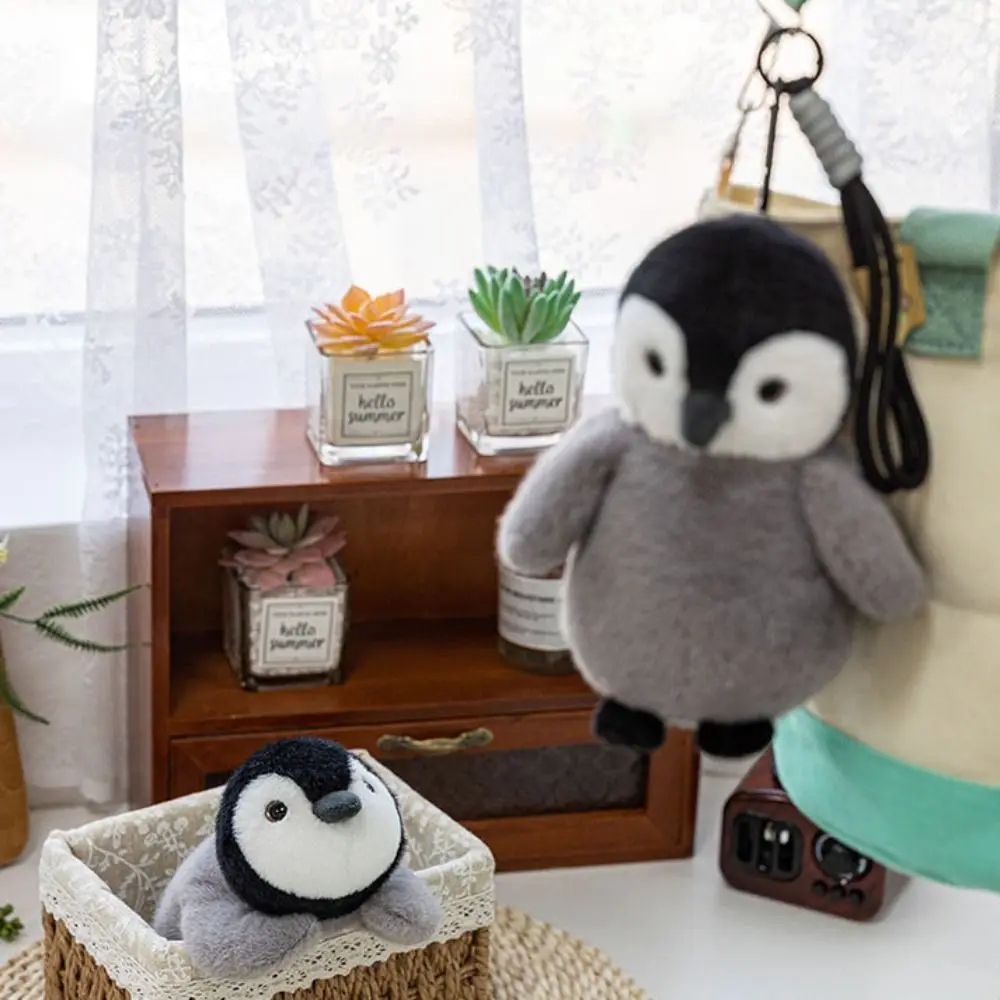 Mochila decoração bonito pinguim chaveiro de pelúcia dos desenhos animados pinguim de pelúcia pingente animal simulação pinguim travesseiro macio unisex