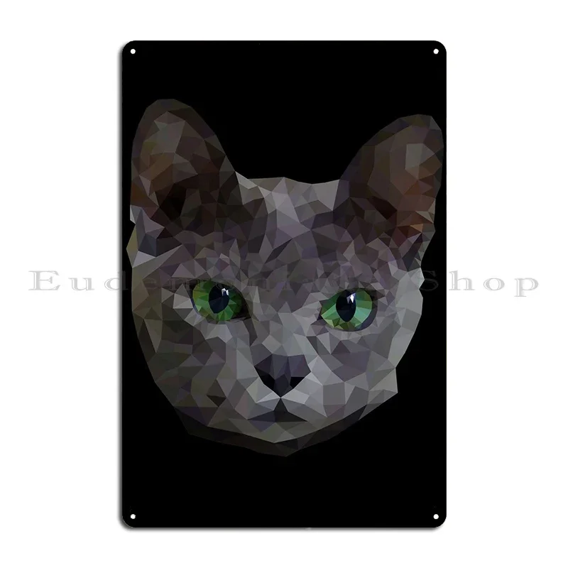 Low Poly Korat Cat Metal Plaque Poster Cinema Designer Cinema Pub Mural Club Tin Sign Poster