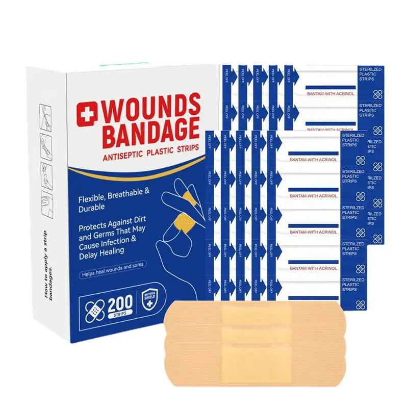 50Pcs Elastic Breathable Band Aid Wound Adhesive Plaster Outdoor Sports First Aid Kit Supplies Anti-Bacteria Bandages Tapes