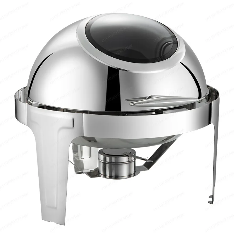 Stainless Steel Buffet Hotel Breakfast Round Buffet Electric Heating Flip-Top Buffet Warmer Breakfast