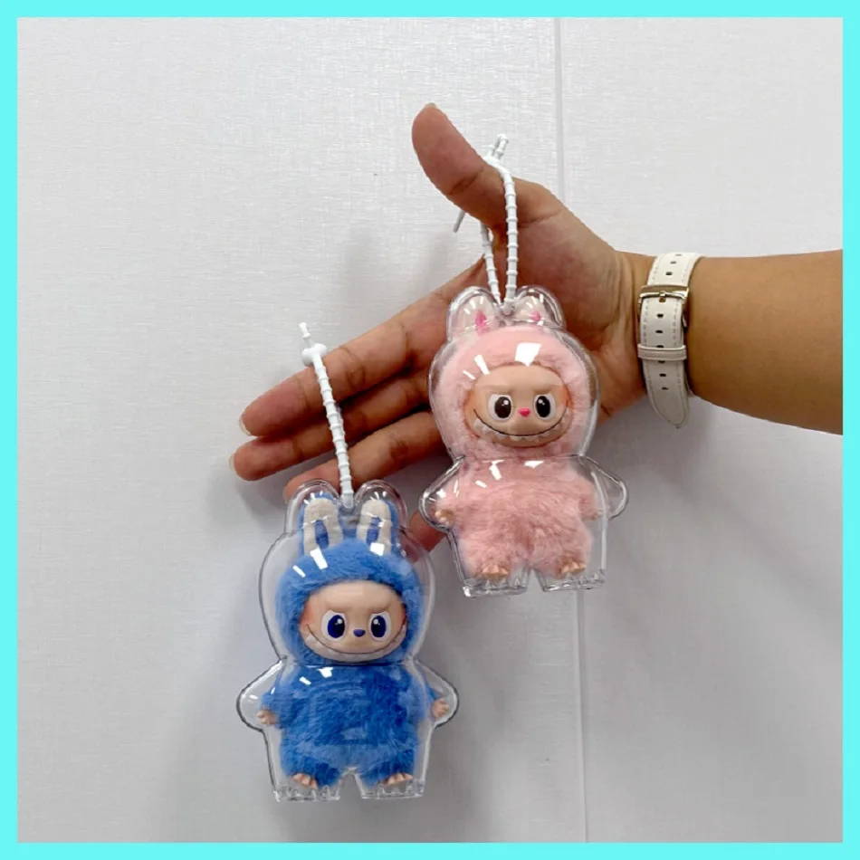 حافظة واقية شفافة جديدة لـ Labubu V4 سلسلة وحوش الفينيل القطيفة غطاء غبار لملحقات الدمية الصغيرة LABUBU