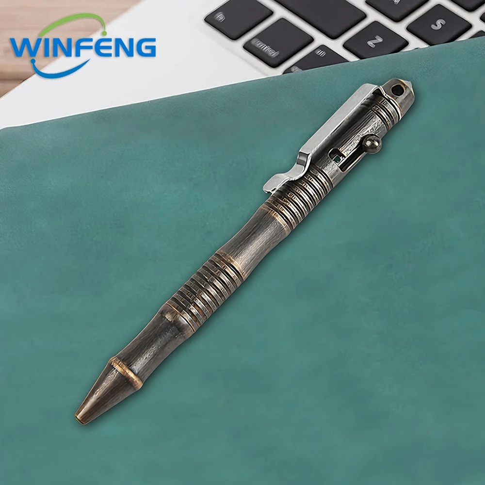 Multi-Functional Brass Tactical Pen Bolt Switch Self Defense Ballpoint Pen Car Window Breaker Emergency Survival Supplies