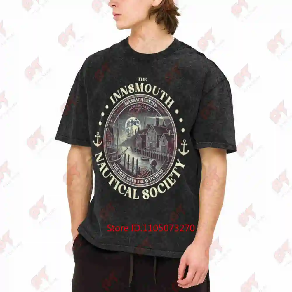 Shadow Over Innsmouth Cthulhu Necronomicon Lovecraftian Vintage Washed Tee Pure Cotton T-Shirt