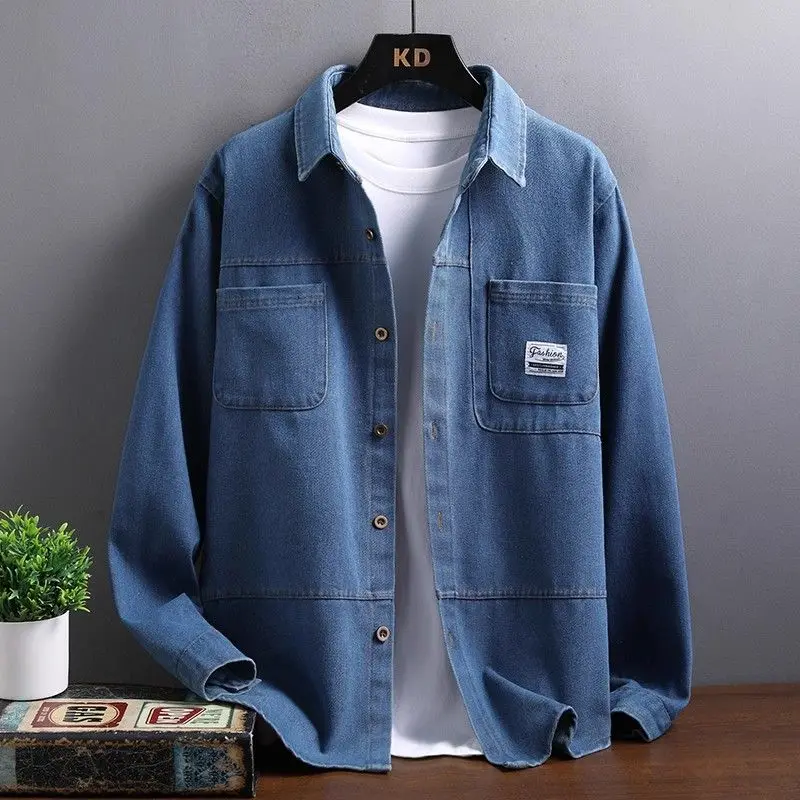 

New Men's Loose Casual irt Versatile Autumn Faion Outerwear Stand Fit Long Sve Pure Color Collared Open Cardigan