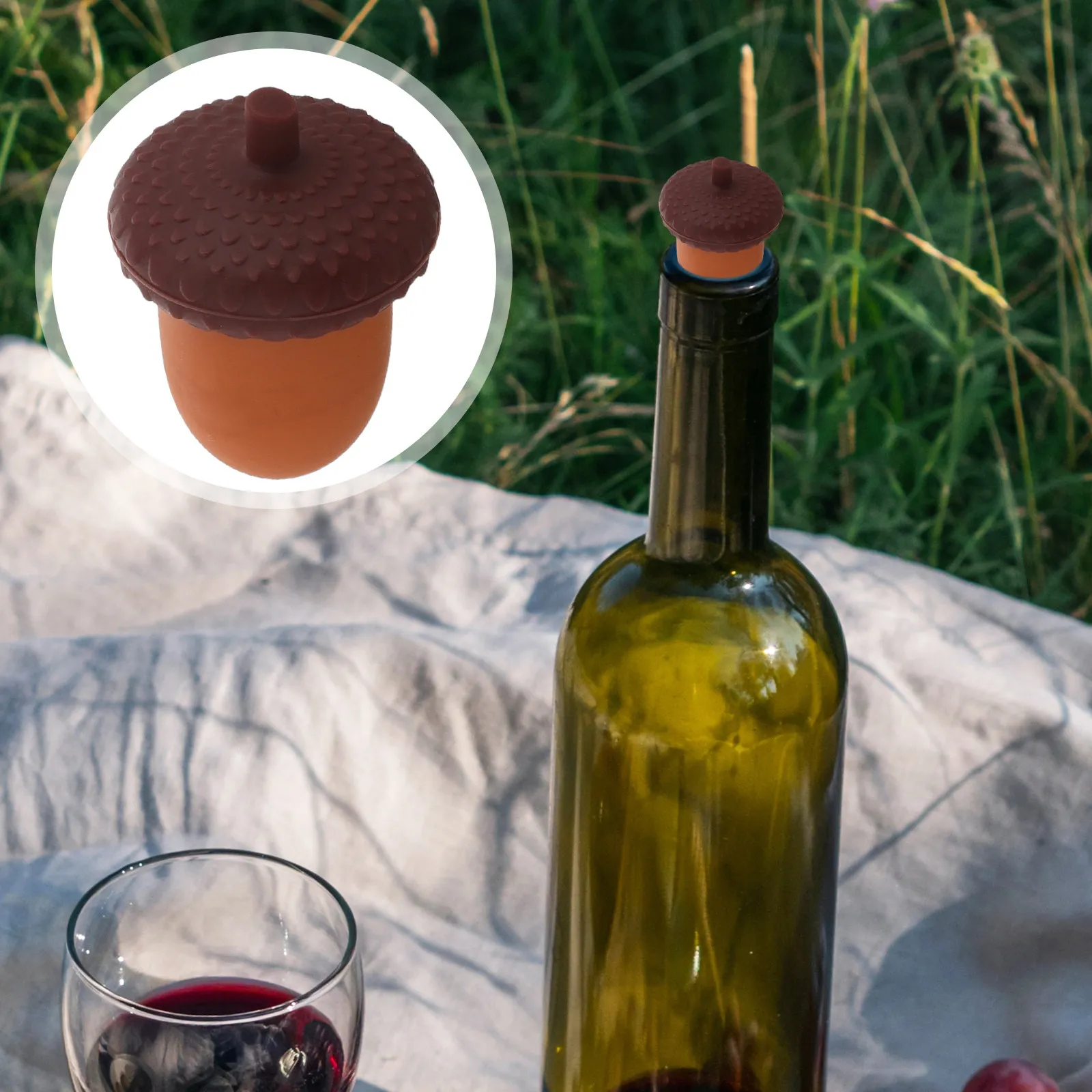 

Acorn Shaped Silicone Wine Stopper Mini Bottle Cap for Red Wine Beer Liquor Glass Bottles Reusable Leakproof Freshness Keeper