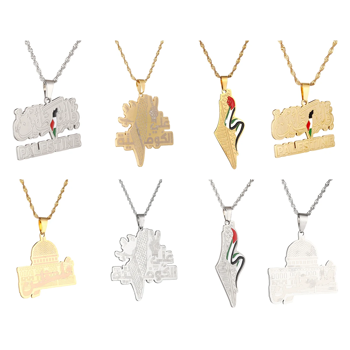 

Stainless Steel Al-Aqsa Mosque Map Pendant Middle East الشرق الأوسط‎ Pendant Neckace Jewelry
